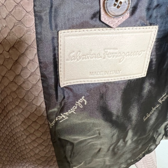 Salvatore Ferragamo Men’s Python Leather Jacket Beautiful Tan $6100 sz 56 - Picture 6 of 7